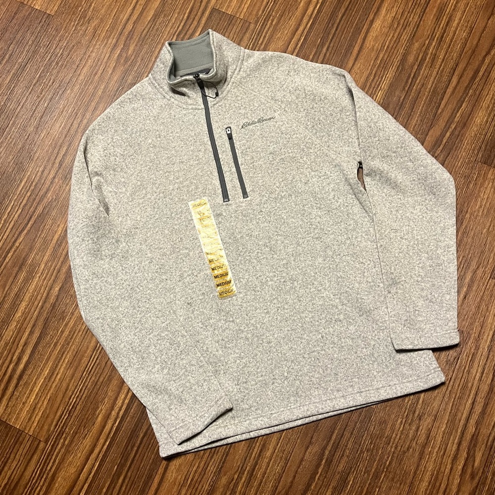 New Eddie Bauer Gray Quarter-Zip Pullover